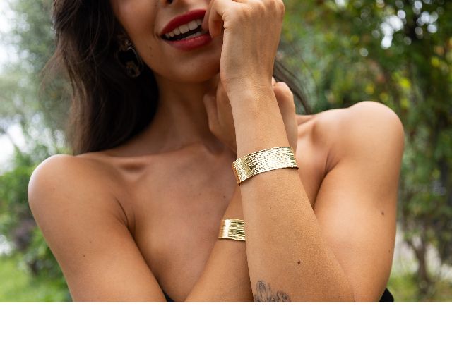 Bracciale argento dorato zigrinato
