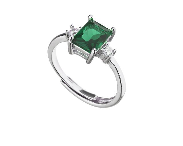 Ring silver with emerald zircon