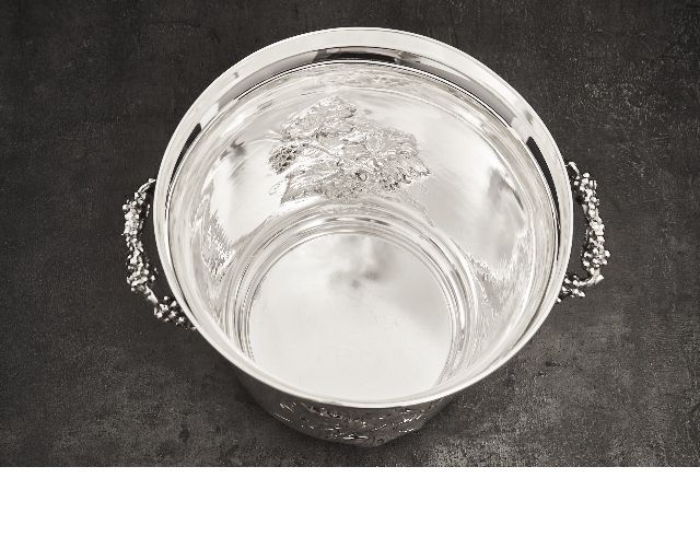 Secchio Spumante Argento Con Decori E Manici Uva Usato Ricondizionato Zanolli Vintage 185339 Us0007028