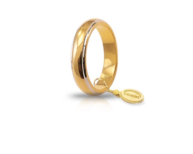 Fede classica oro 750‰ oro giallo con bordi rodiati