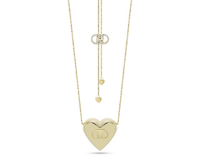 Collana acciaio dorato cuore con logo