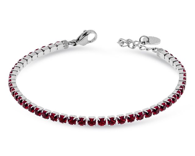 Bracciale tennis acciaio e zirconi rossi