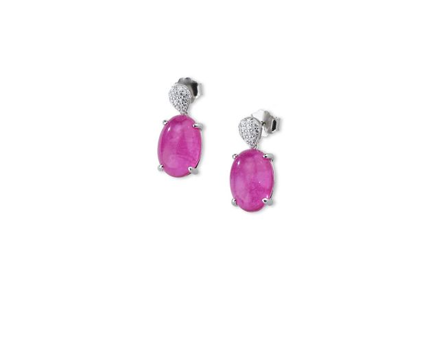 Earrings luce silver with cubic zirconia and fuchsia fusion stone