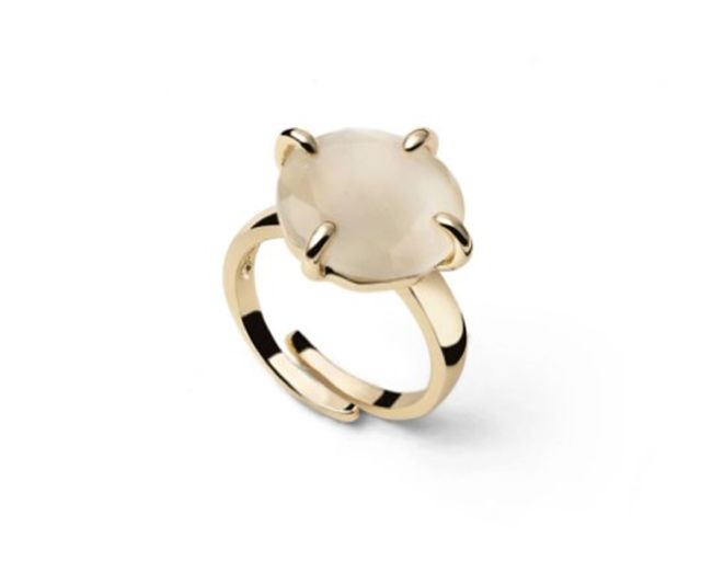 Anello joya in bronzo dorato con occhio di gatto bianco