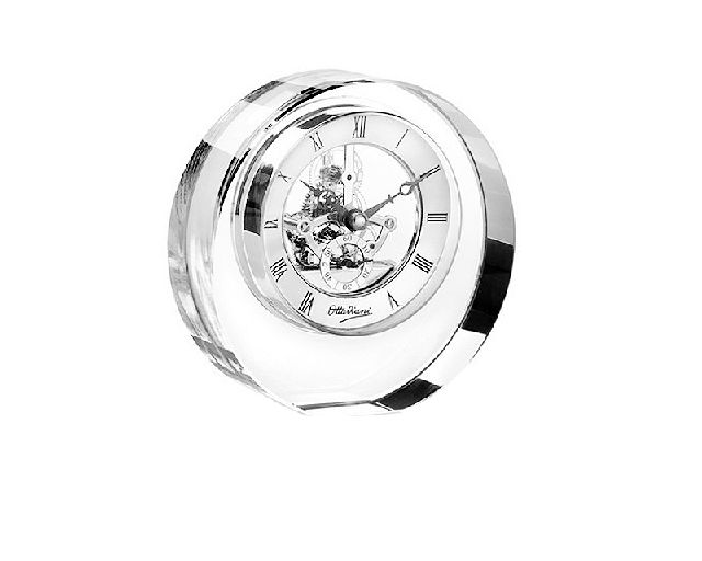 Table clock crystal with visible movement